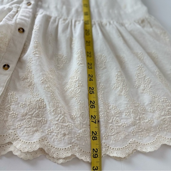 ZARA Women’s Embroidered Mini Dress Tunic Cream Boho Drop Waist Lace S - Picture 9 of 10